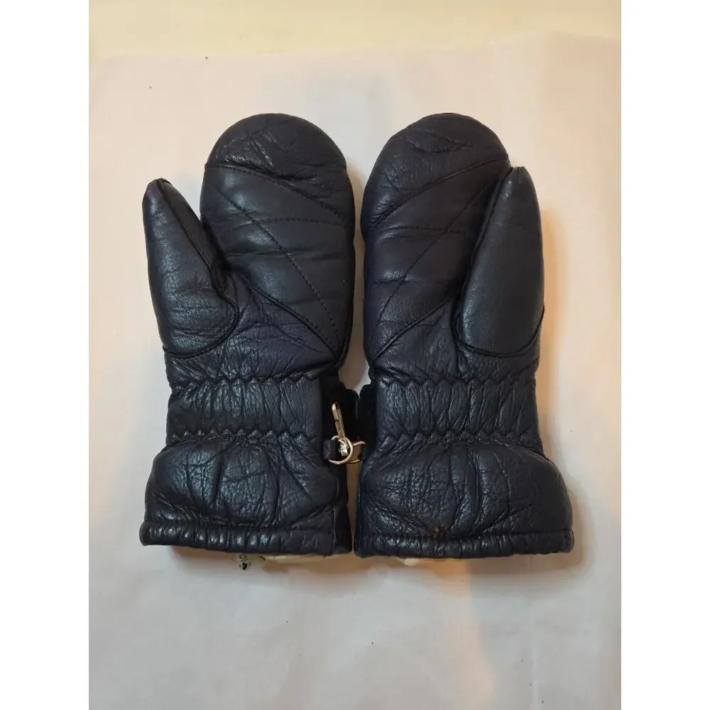 Vtg LL Bean Sta-Soft Deerskin Medium Blue Or Black Mittens